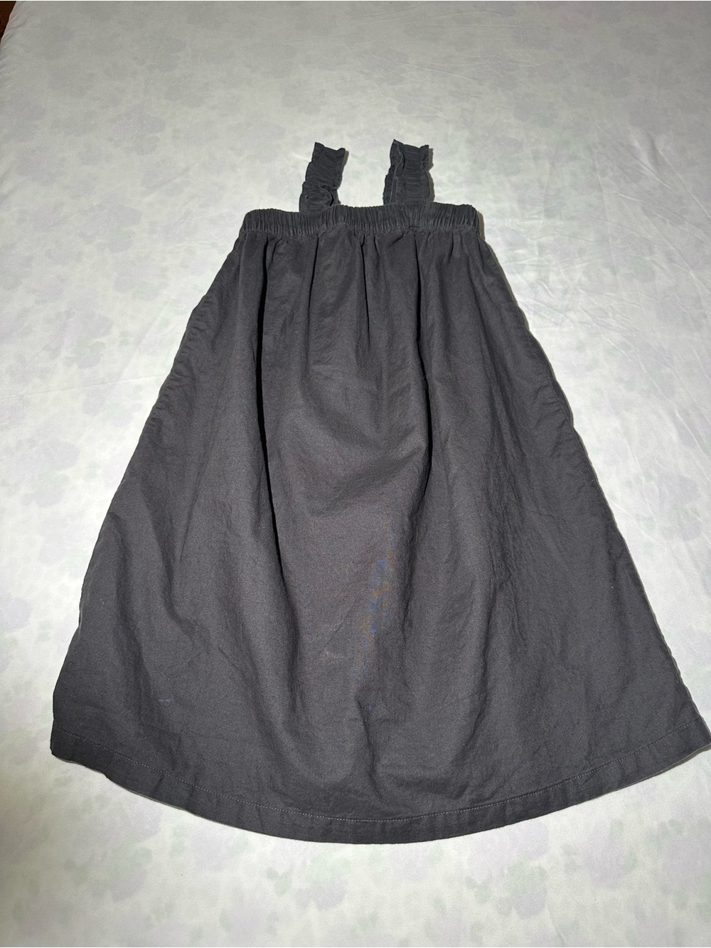 H&M Girl Size 7 Dark Gray Linen Blend Square Neck Sleeveless Dress NWT